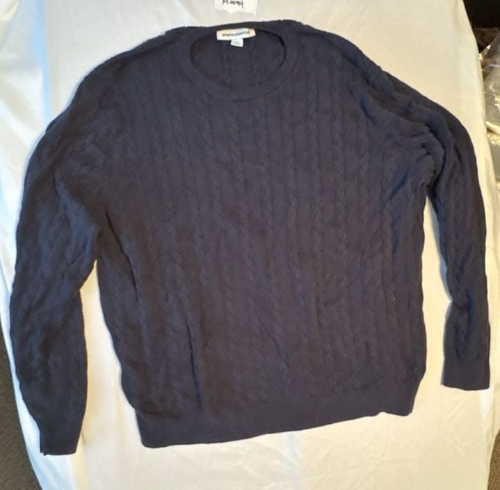 Amazon Essentials Cable Knit Crewneck Sweater Size XXL Navy Blue Cotton 2