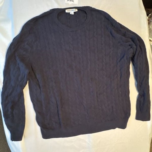 Amazon Essentials Cable Knit Crewneck Sweater Size XXL Navy Blue Cotton