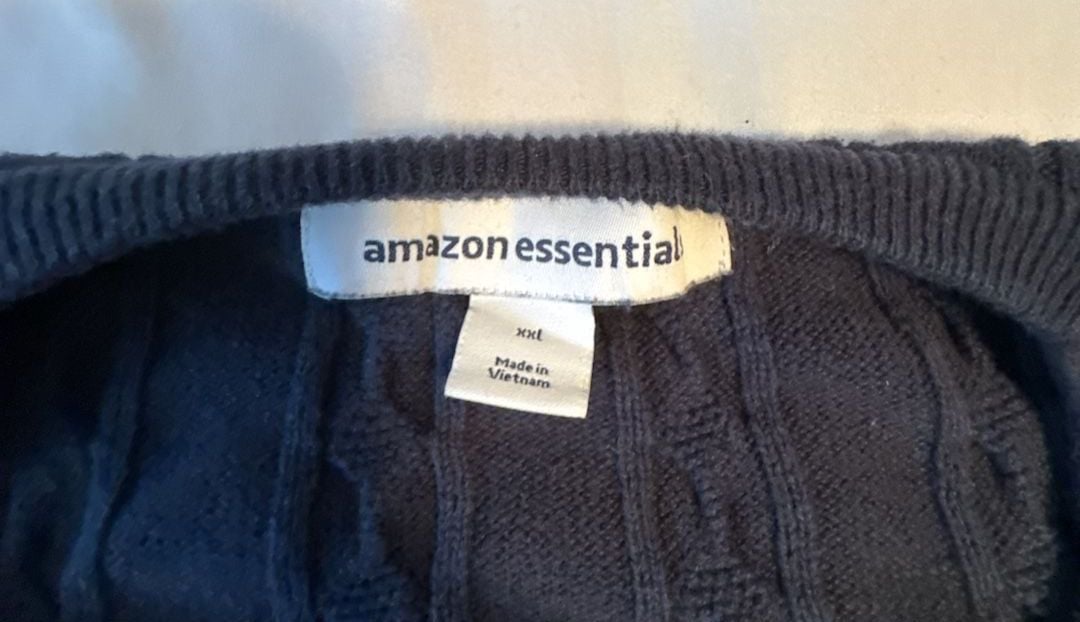 Amazon Essentials Cable Knit Crewneck Sweater Size XXL Navy Blue Cotton 3