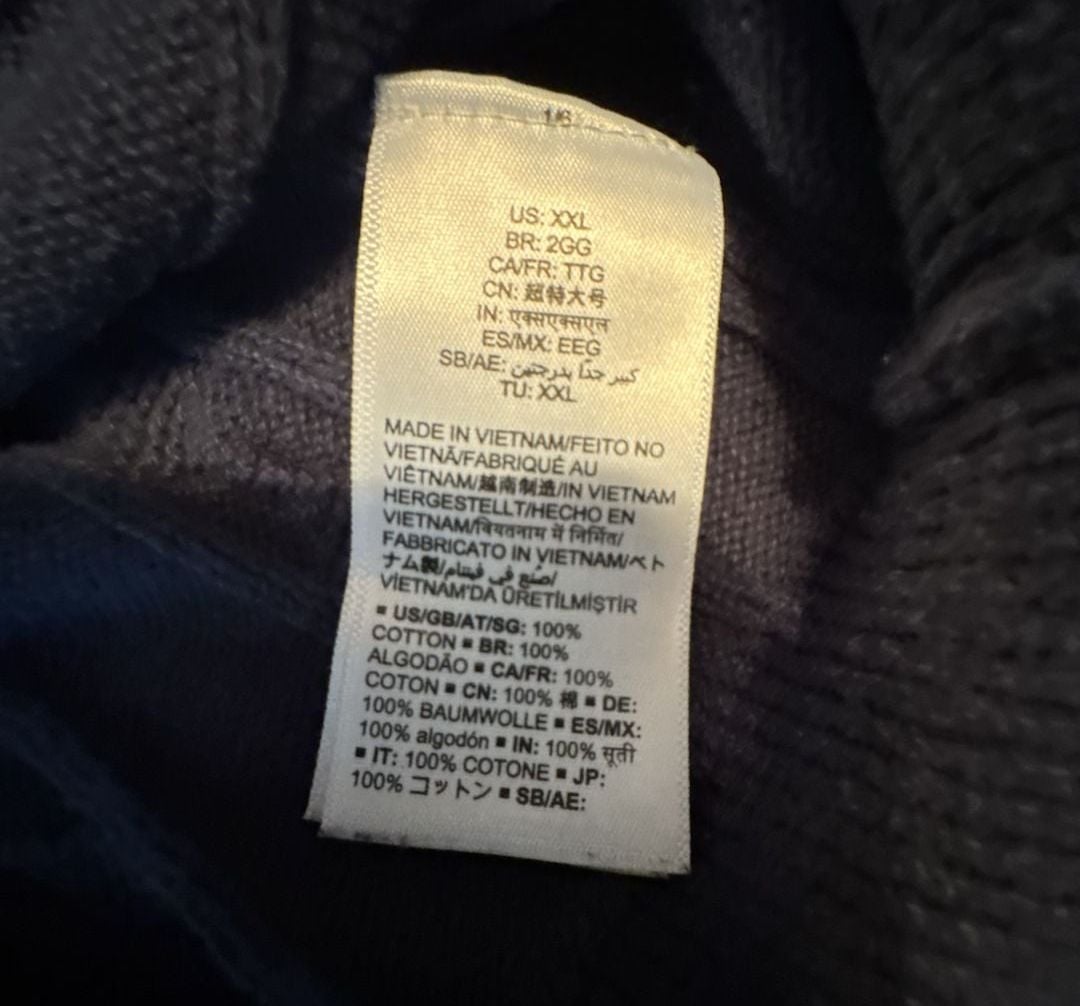 Amazon Essentials Cable Knit Crewneck Sweater Size XXL Navy Blue Cotton 4