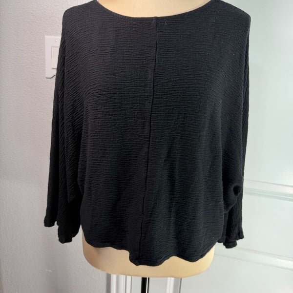Maeve by Anthropologie Top Size Medium Black Textured Knit