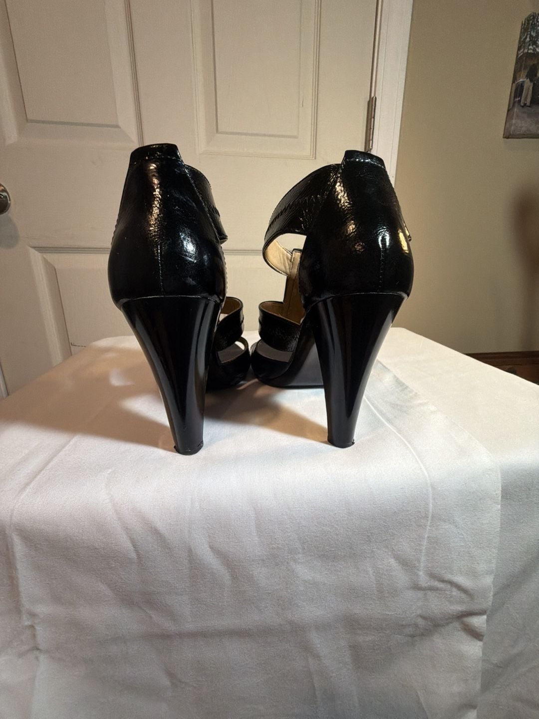 MICHAEL Michael Kors Berkley Heels Black Patent Leather Zip Front 4