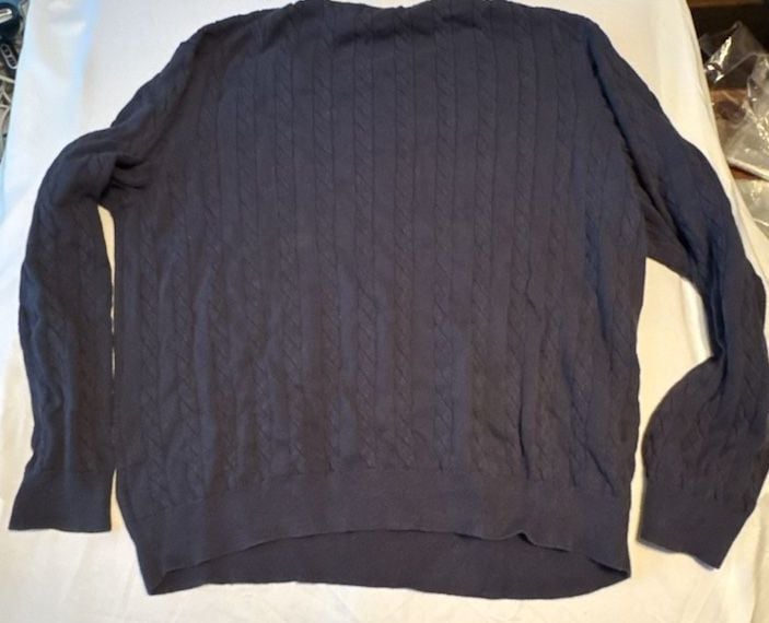 Amazon Essentials Cable Knit Crewneck Sweater Size XXL Navy Blue Cotton 7