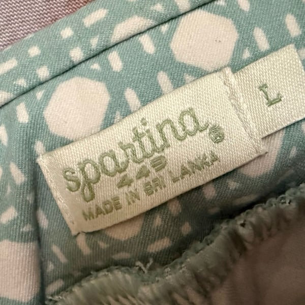 Spartina 449 Pants Size L Green Geometric Print Ankle Pants