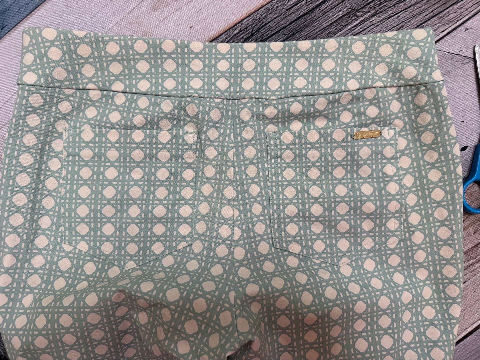 Spartina 449 Pants Size L Green Geometric Print Ankle Pants 6