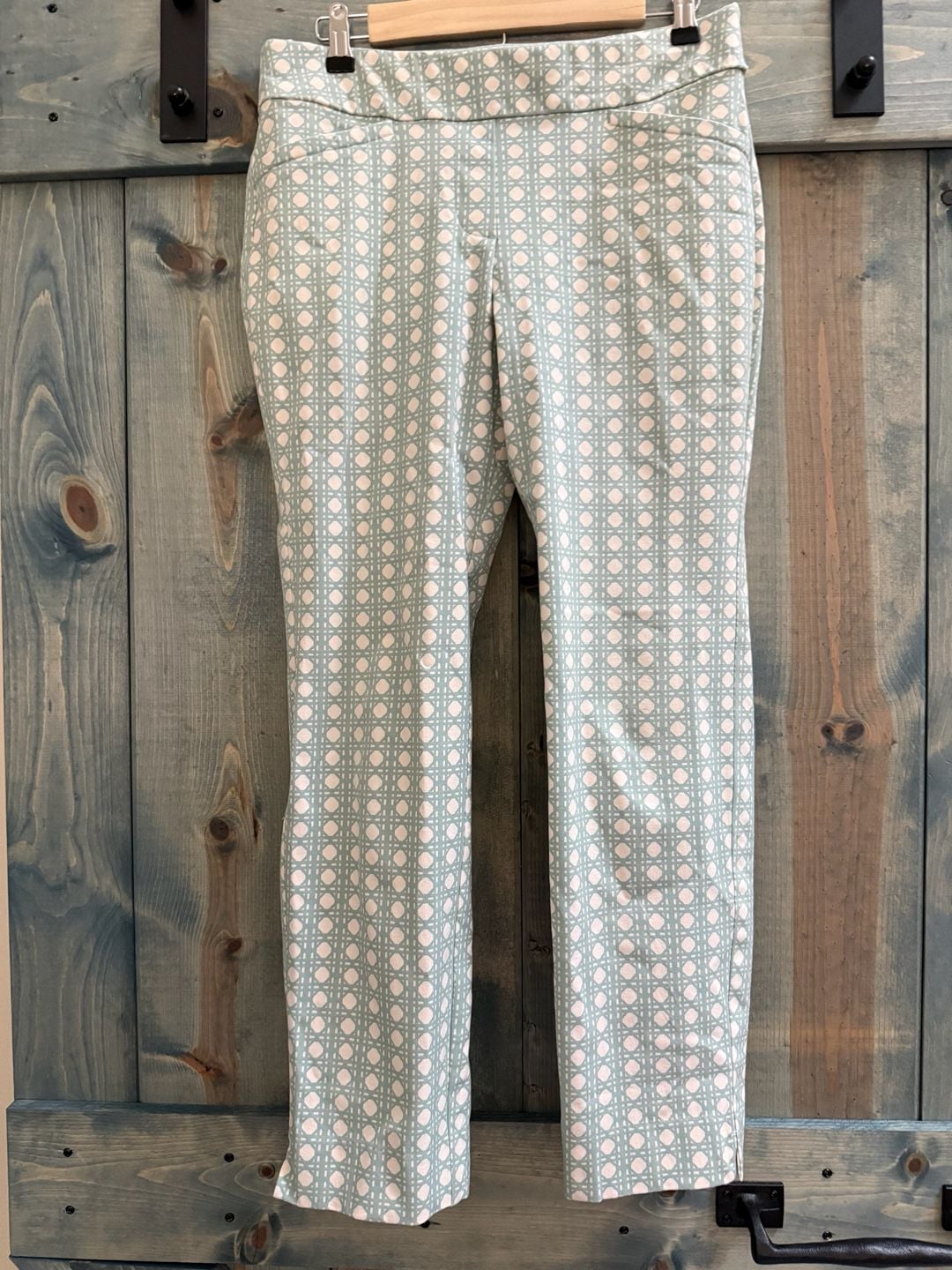 Spartina 449 Pants Size L Green Geometric Print Ankle Pants 7