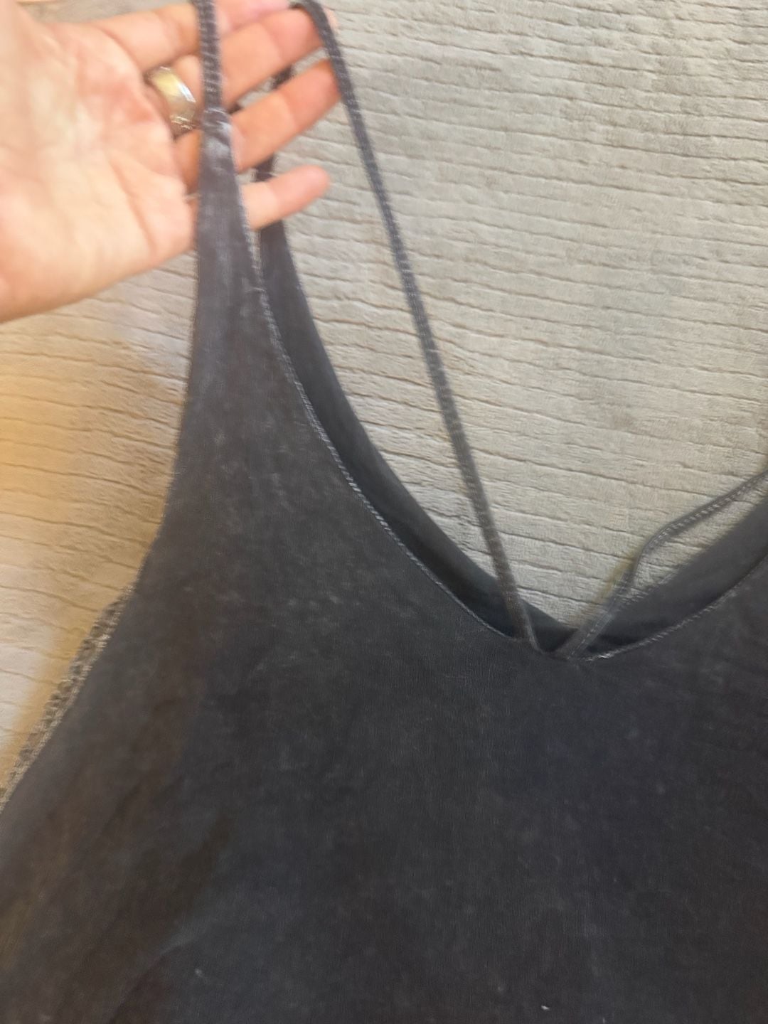 Anama Tank Top Size S Gray Acid Wash Double Strap Lace Side 7