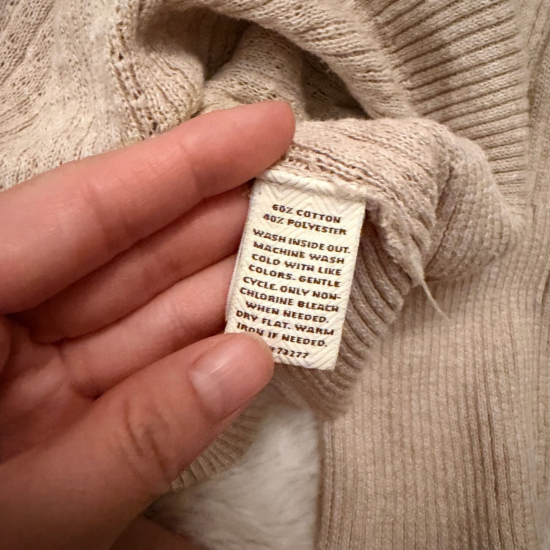 Sonoma Life+Style Ribbed Henley Sweater Size L Beige Long Sleeve V-Neck 4