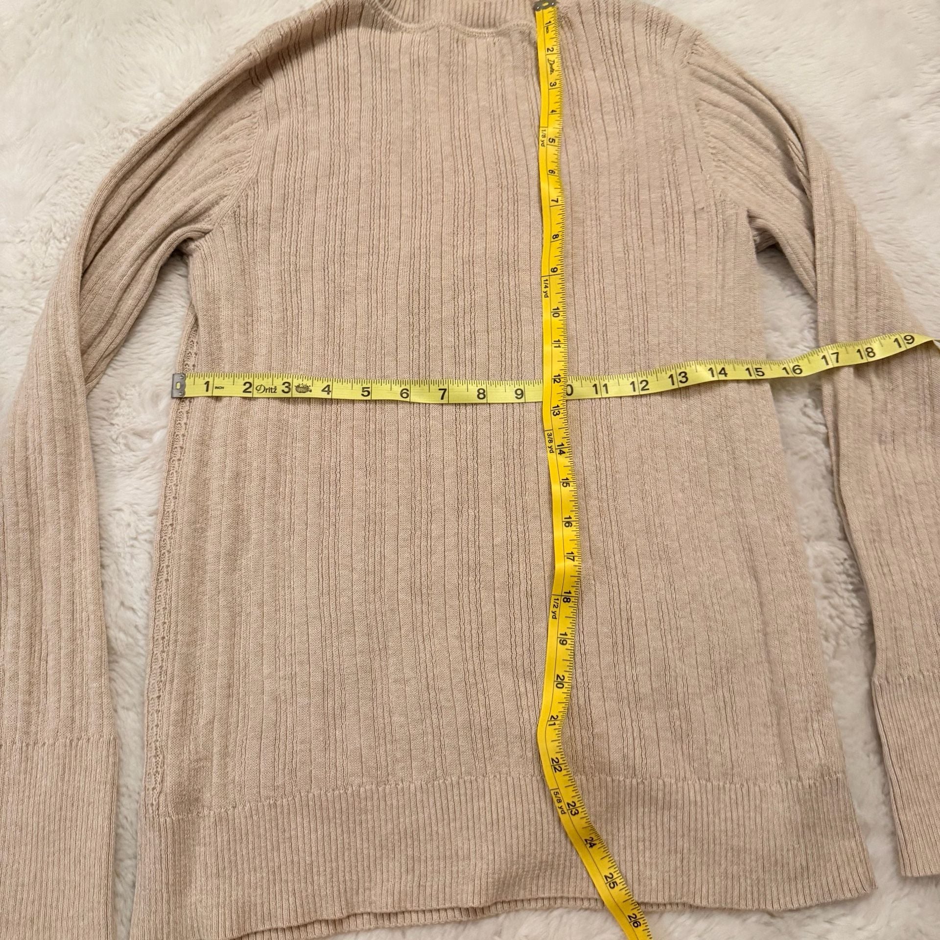 Sonoma Life+Style Ribbed Henley Sweater Size L Beige Long Sleeve V-Neck 6