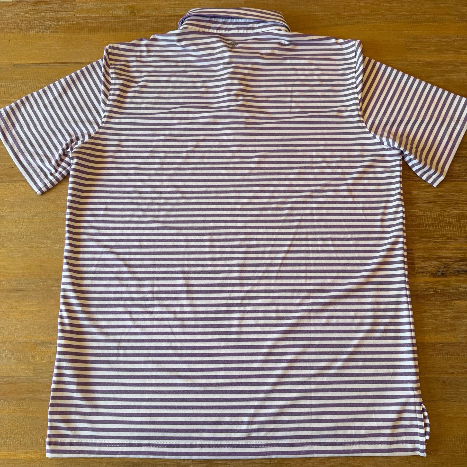 Stitch Golf Shirt Mens Large L Purple White Stripe Performance Polo Pine Tree 3