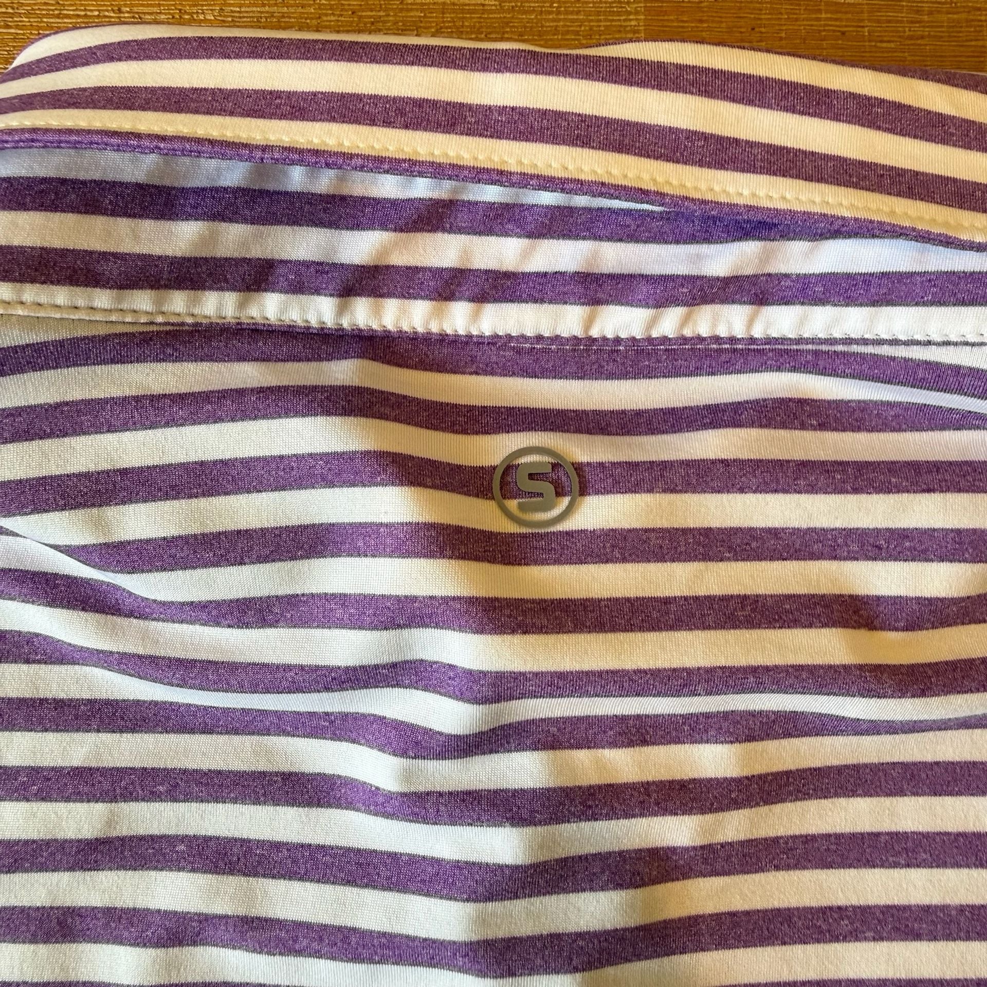 Stitch Golf Shirt Mens Large L Purple White Stripe Performance Polo Pine Tree 11