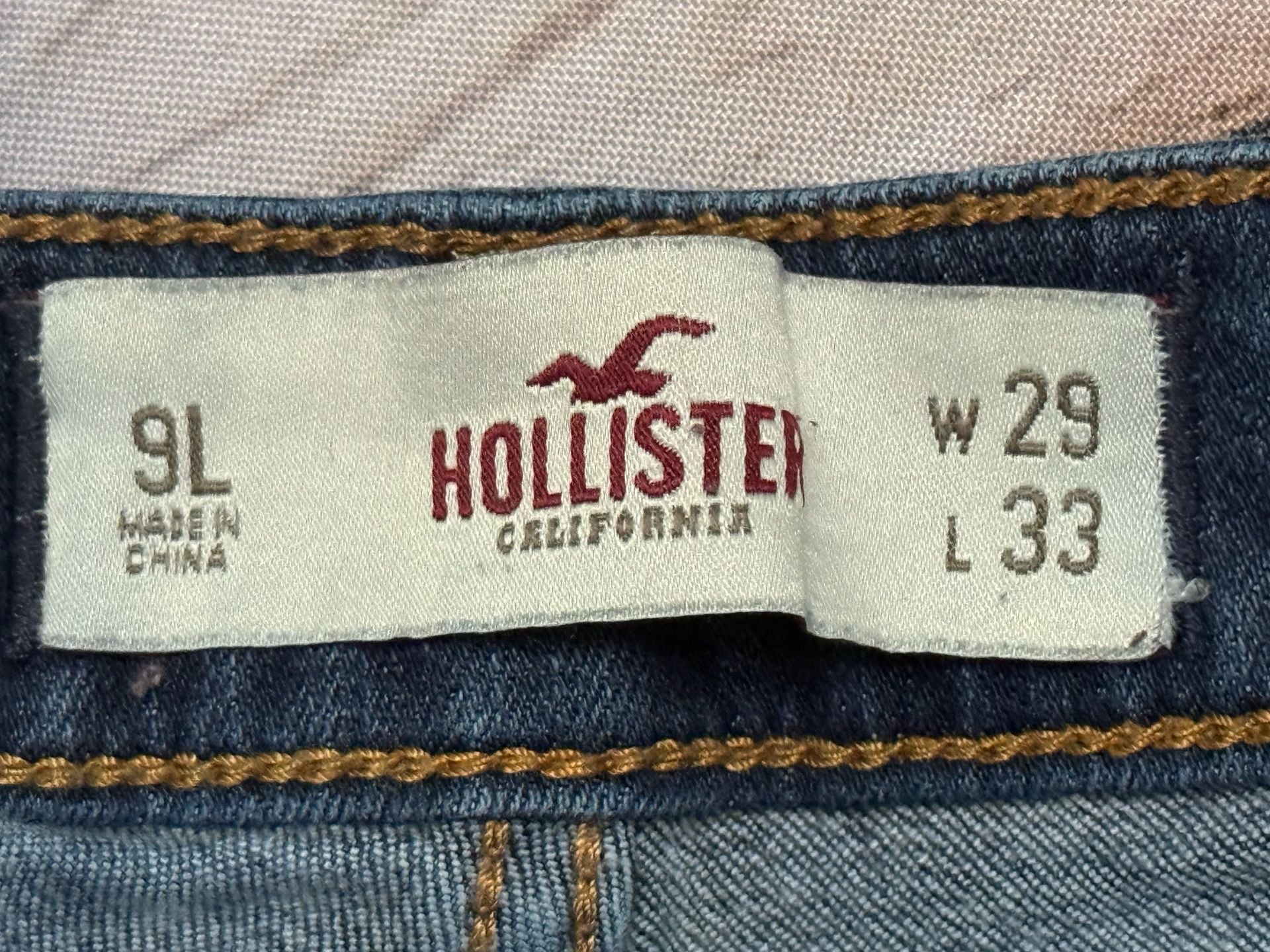 Hollister Skinny Jeans 9L W29 L33 Blue Denim Distressed Knee 2