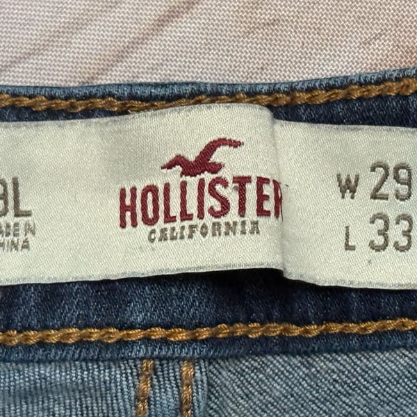 Hollister Skinny Jeans 9L W29 L33 Blue Denim Distressed Knee