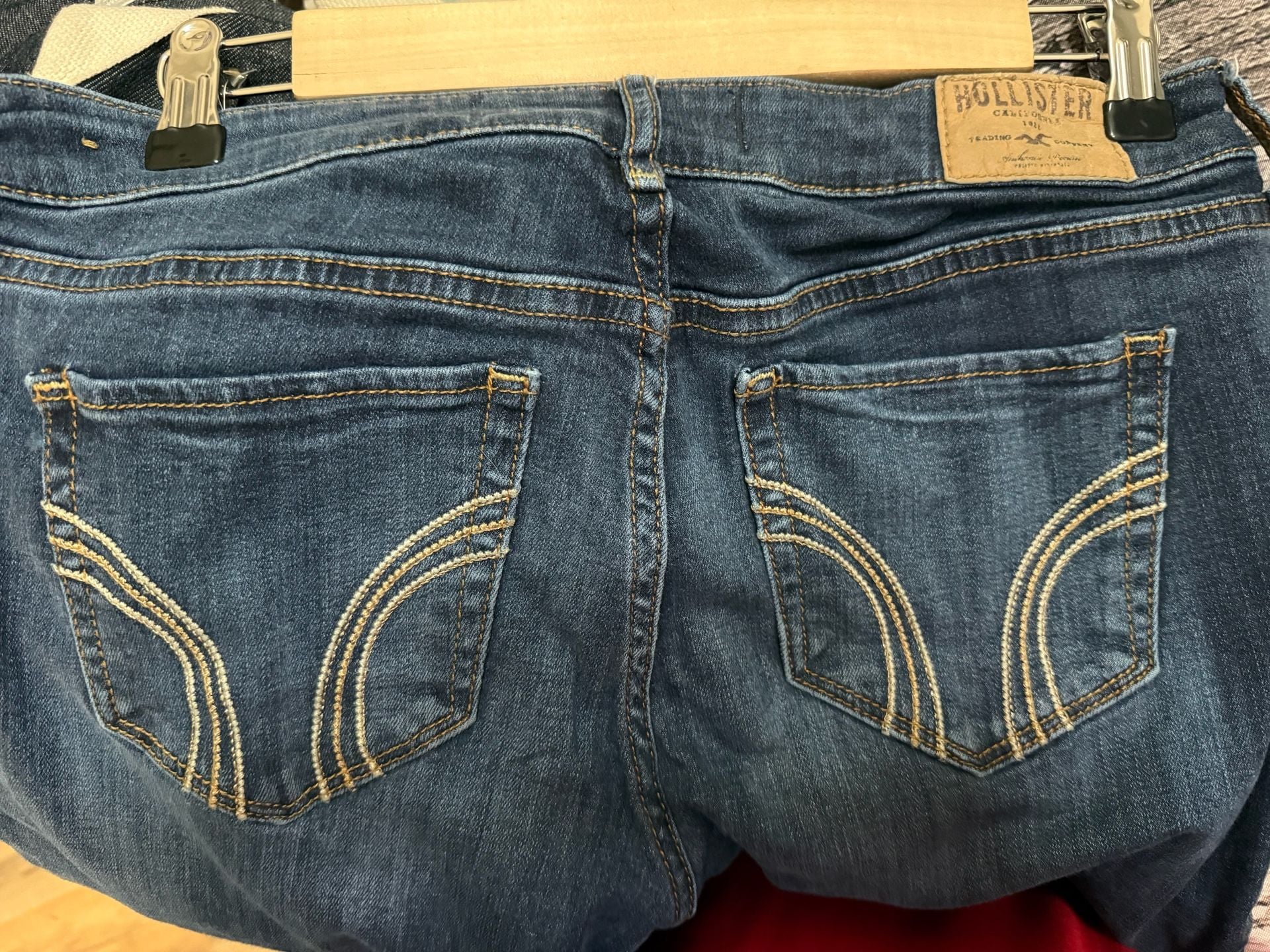 Hollister Skinny Jeans 9L W29 L33 Blue Denim Distressed Knee 5