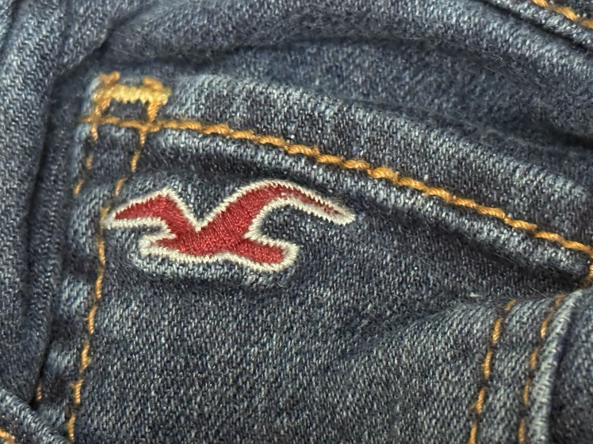 Hollister Skinny Jeans 9L W29 L33 Blue Denim Distressed Knee 7