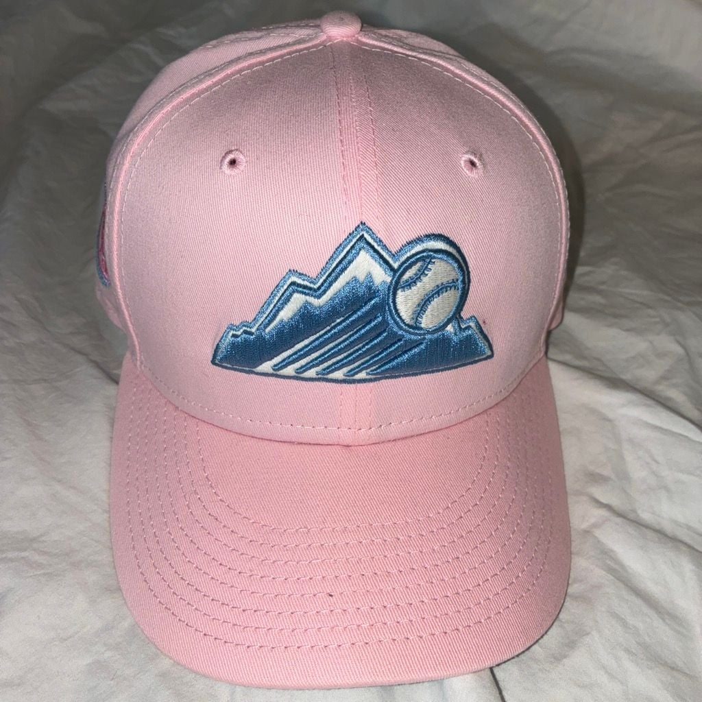 New Era Colorado Rockies 59FIFTY Fitted Hat Size 7 1/4 Pink Blue 1993 9