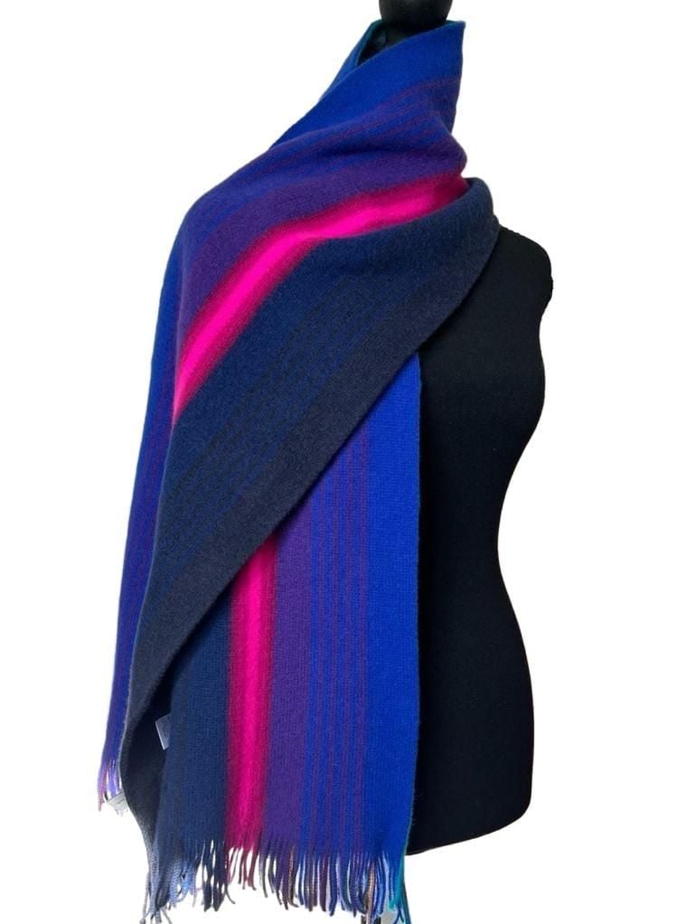 Paul Smith Multi Stripe Scarf Navy Blue Fringe 2