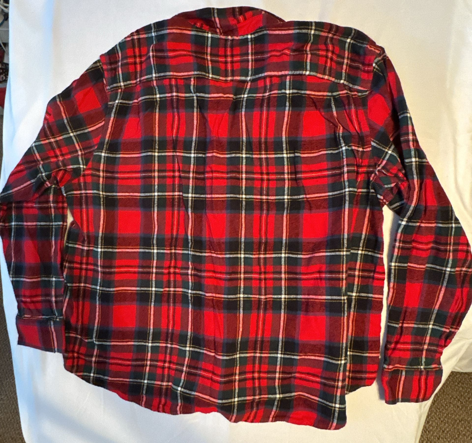 Old Navy Flannel Shirt Size XXXL Red Black Plaid Long Sleeve Button-Down 7