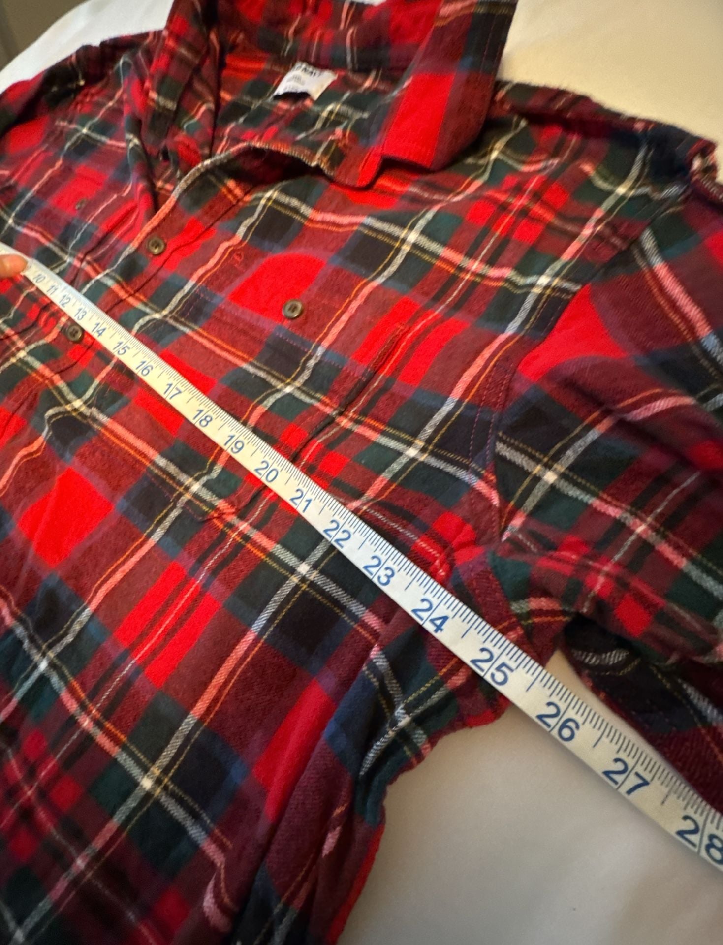 Old Navy Flannel Shirt Size XXXL Red Black Plaid Long Sleeve Button-Down 6