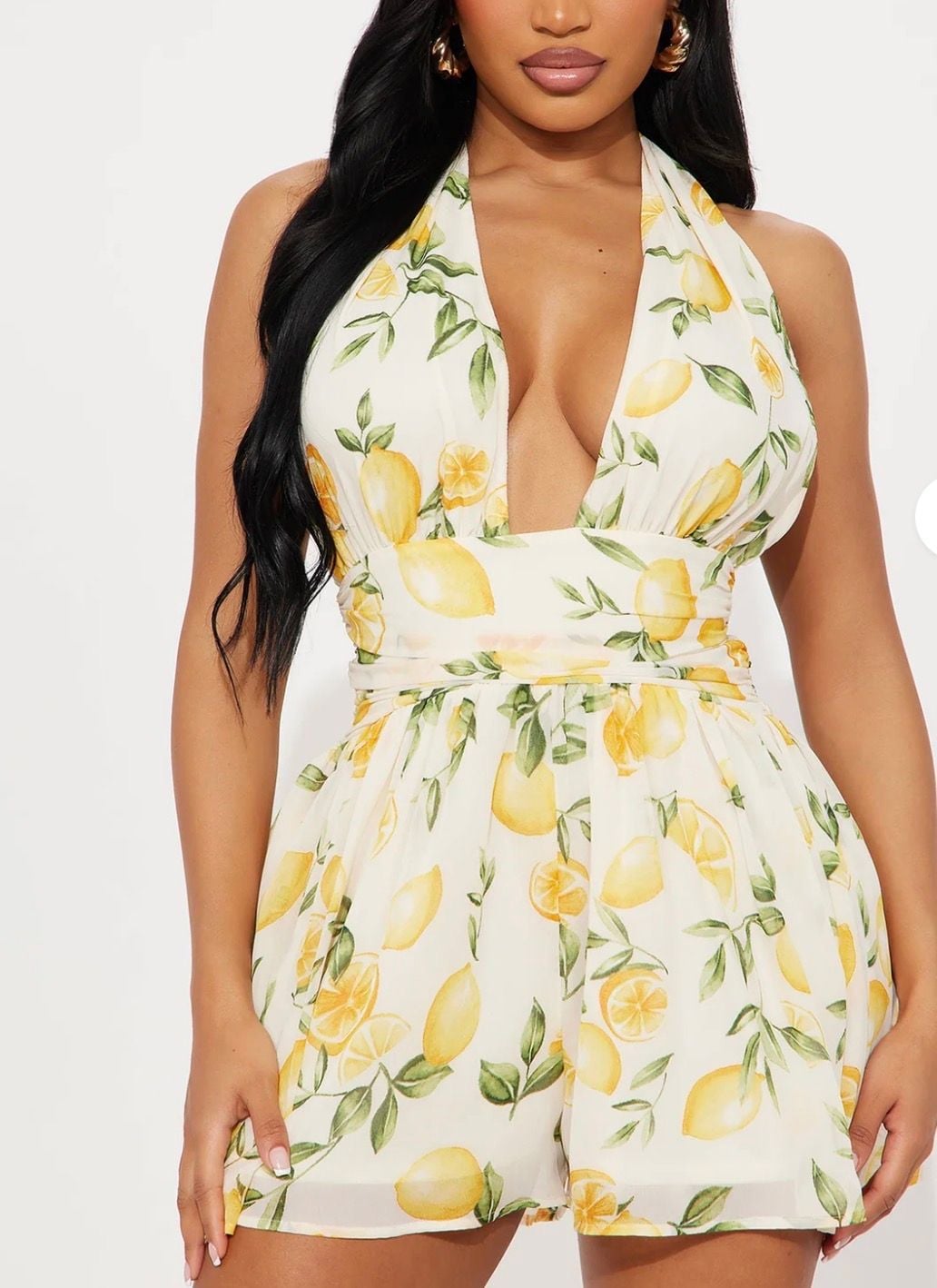 Fashion Nova Positano Dreams Romper Size XL Yellow/Combo NWT 9