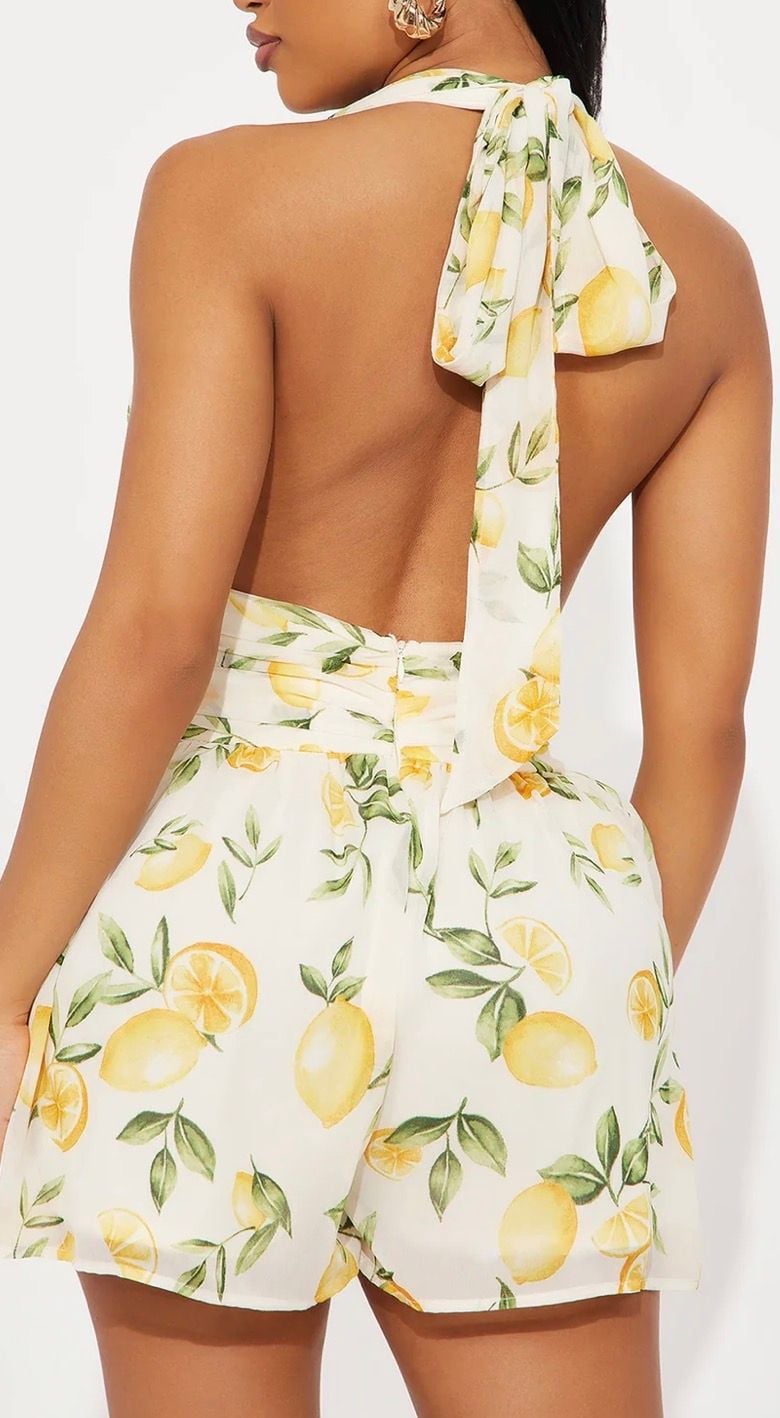 Fashion Nova Positano Dreams Romper Size XL Yellow/Combo NWT 10
