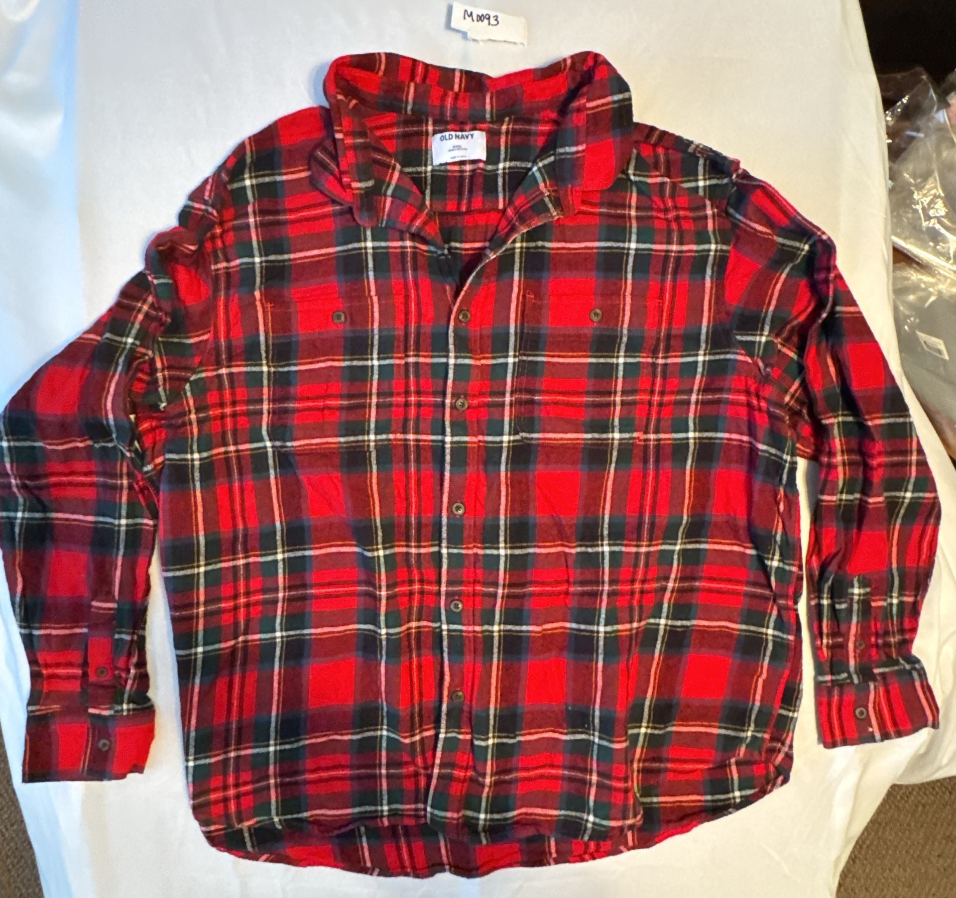 Old Navy Flannel Shirt Size XXXL Red Black Plaid Long Sleeve Button-Down 2