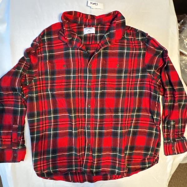 Old Navy Flannel Shirt Size XXXL Red Black Plaid Long Sleeve Button-Down