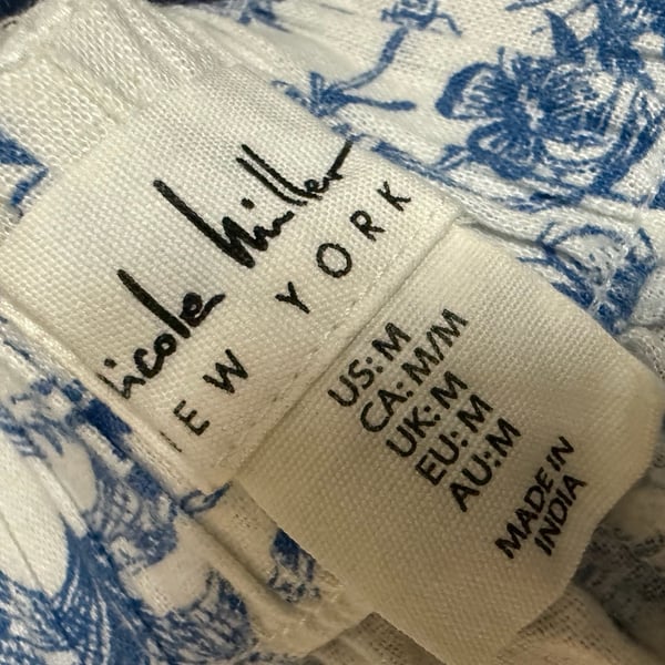 Nicole Miller New York Linen Blend Shorts Size M Blue Toile