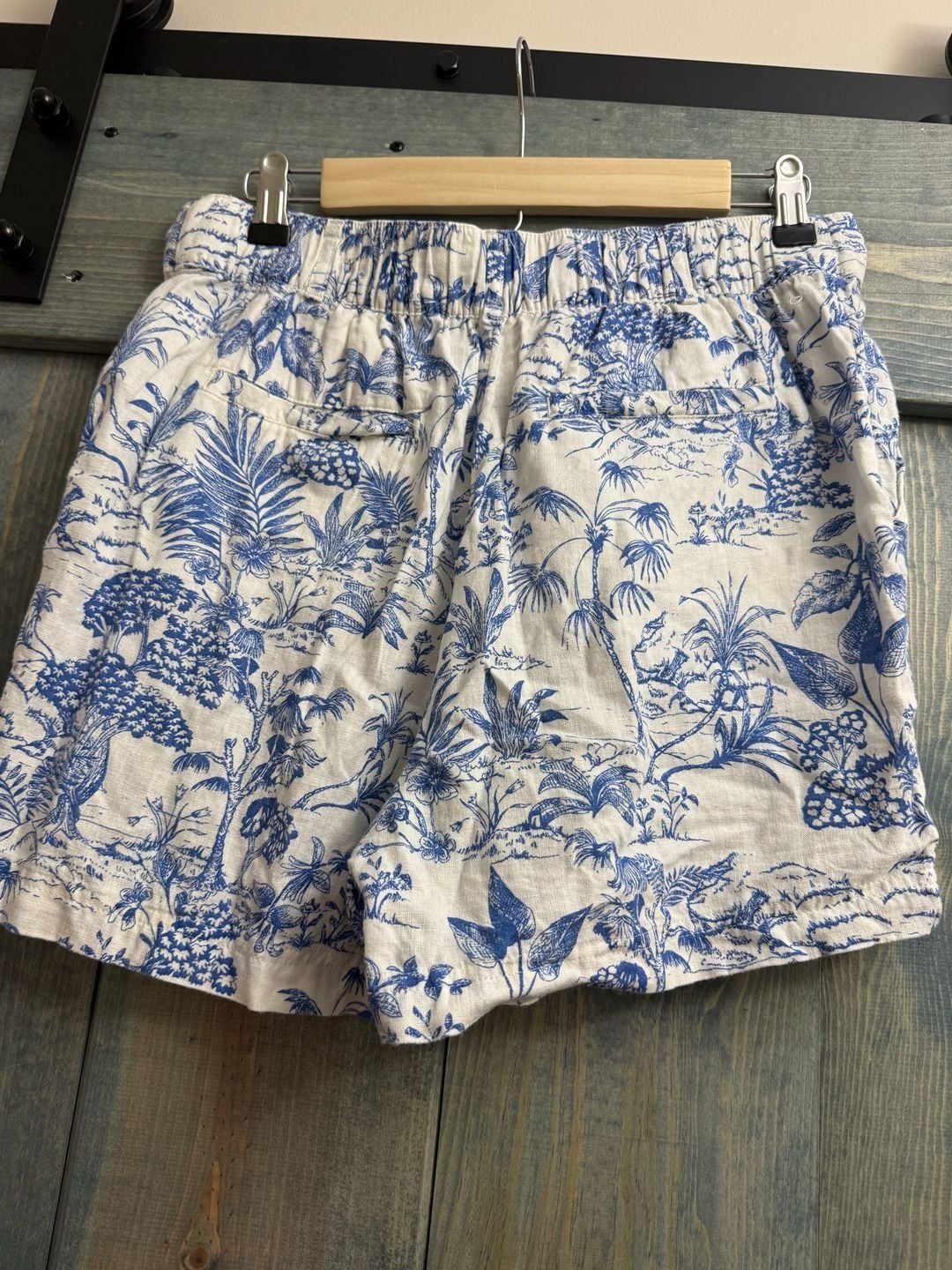 Nicole Miller New York Linen Blend Shorts Size M Blue Toile 2