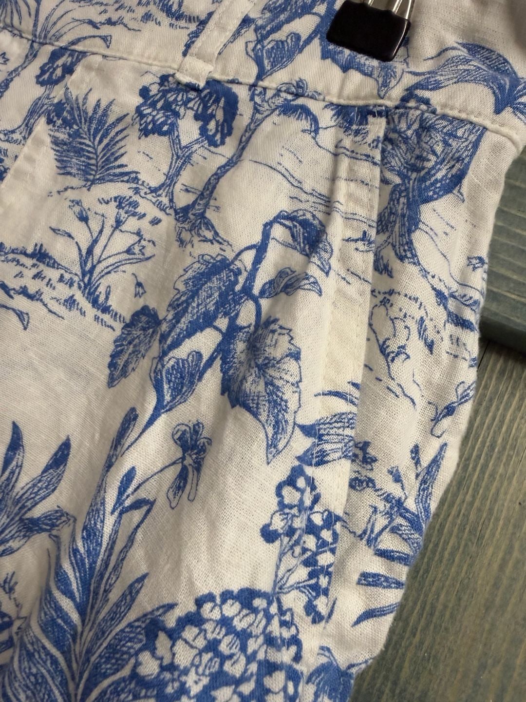 Nicole Miller New York Linen Blend Shorts Size M Blue Toile 5