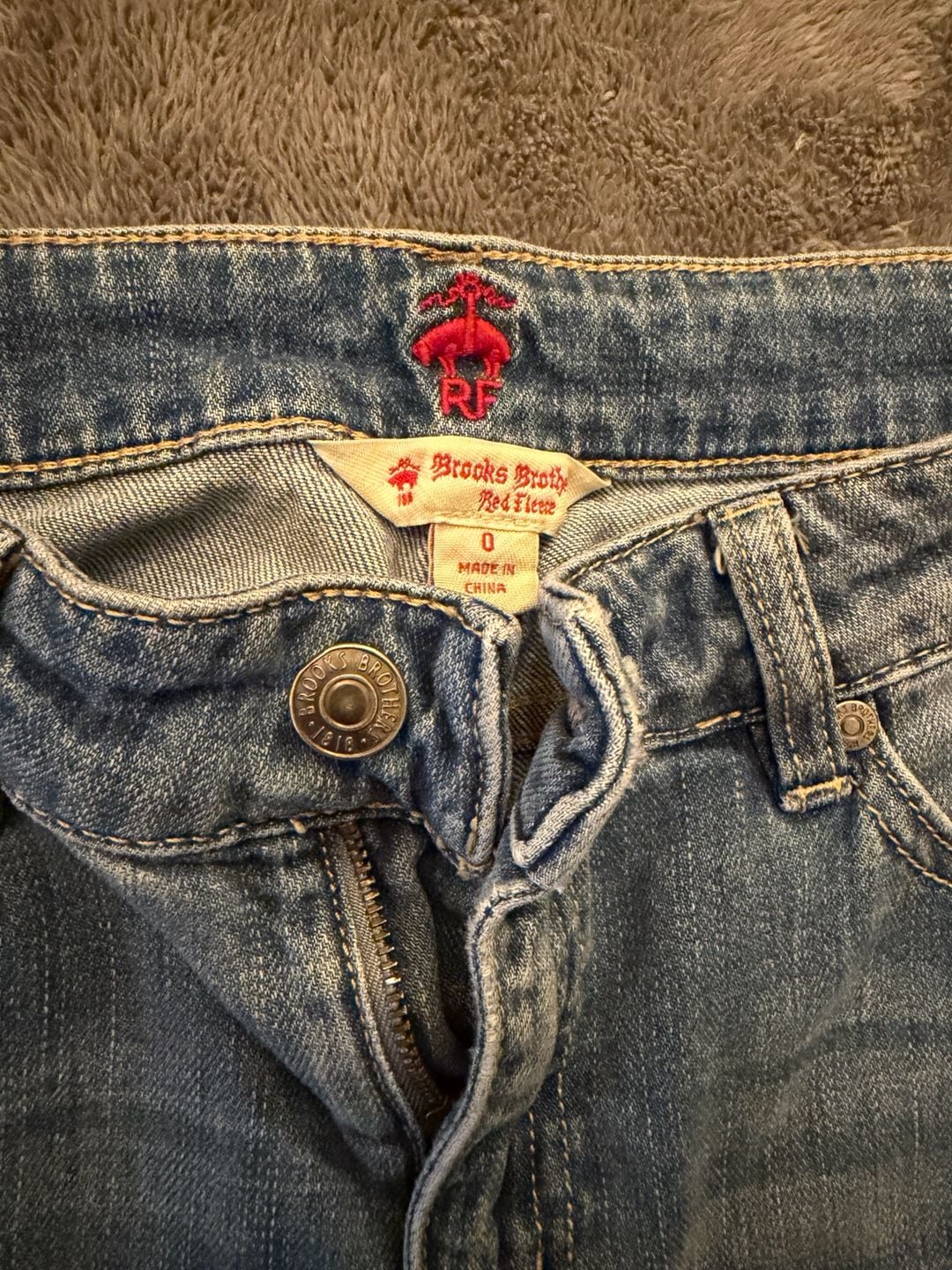 Brooks Brothers Red Fleece Jeans Size 0 Light Wash Denim Slim Fit 3