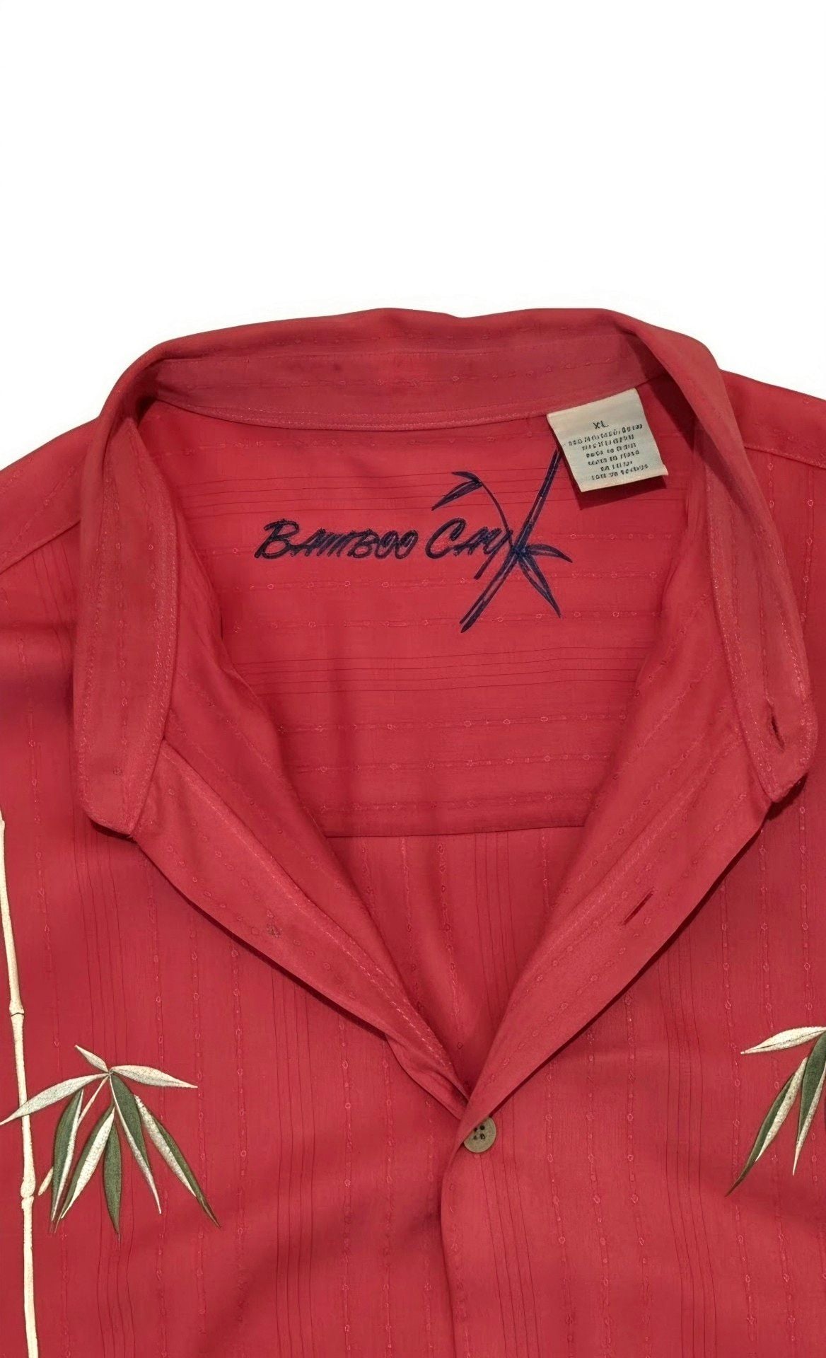 Vintage Bamboo Cay Dual Bamboo Embroidered Camp Shirt Size XL Red Short Sleeve 4