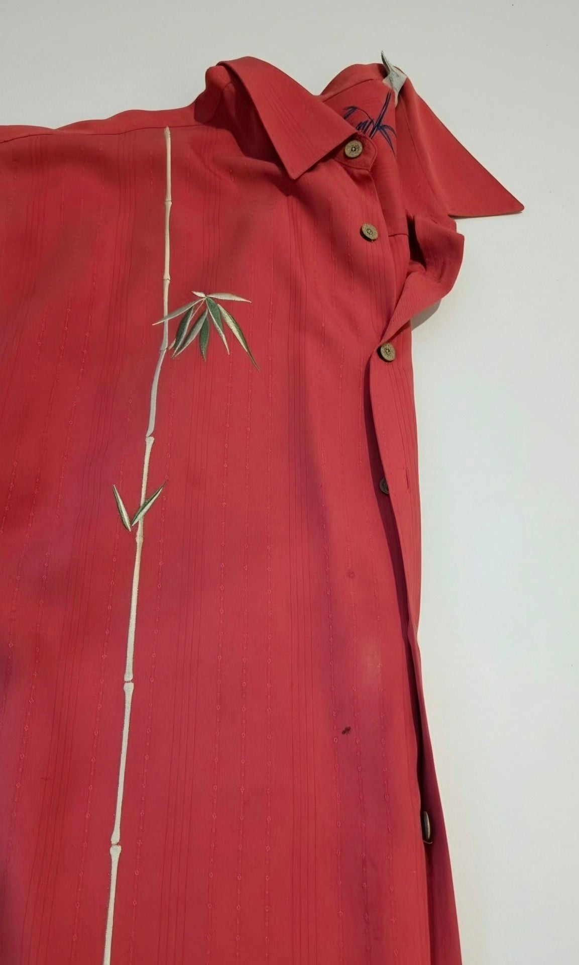 Vintage Bamboo Cay Dual Bamboo Embroidered Camp Shirt Size XL Red Short Sleeve 6