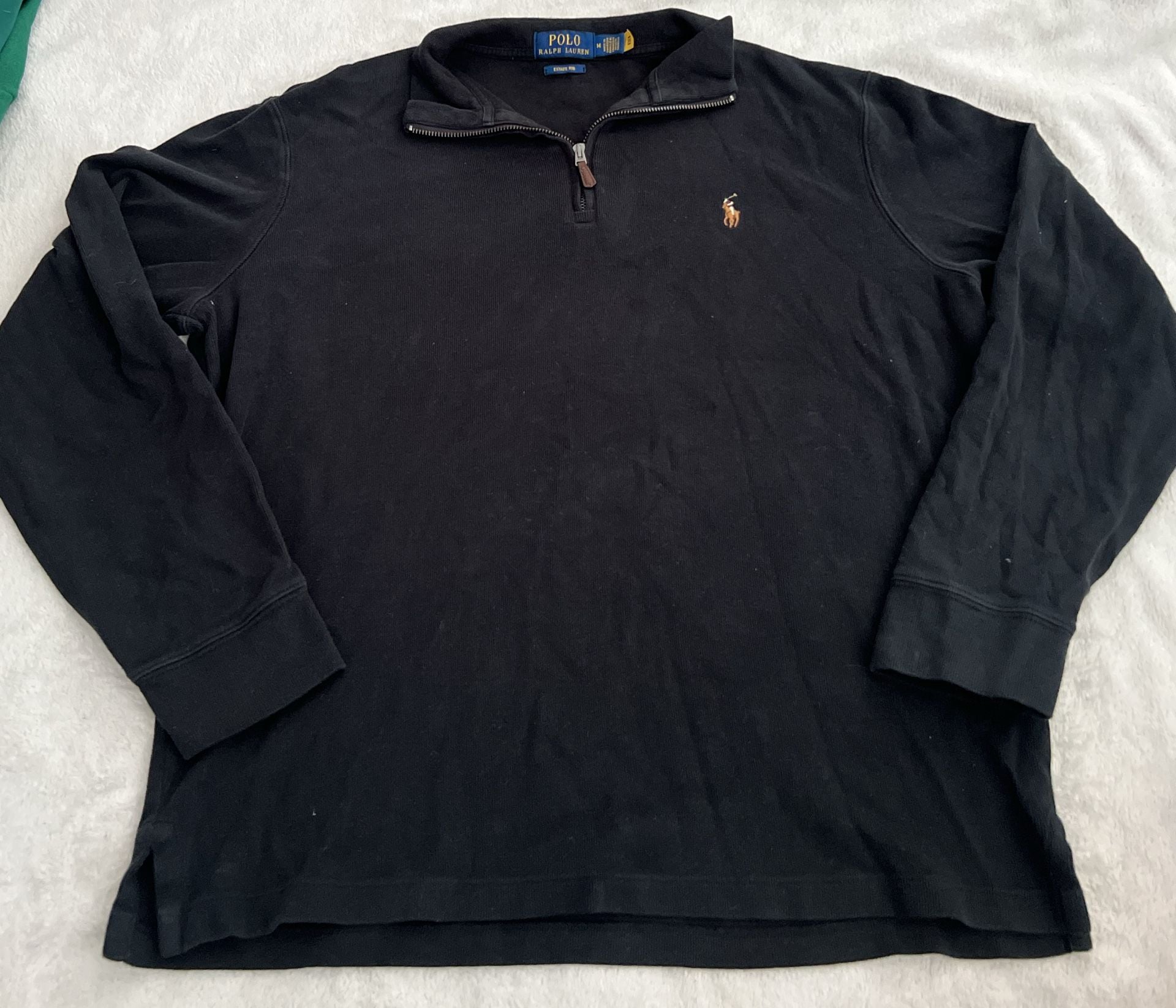 Polo Ralph Lauren Estate Rib Quarter-Zip Pullover Size M Black 2