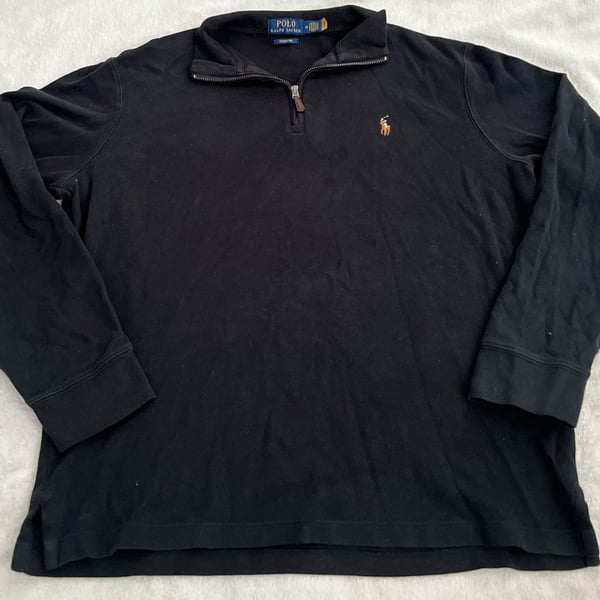 Polo Ralph Lauren Estate Rib Quarter-Zip Pullover Size M Black