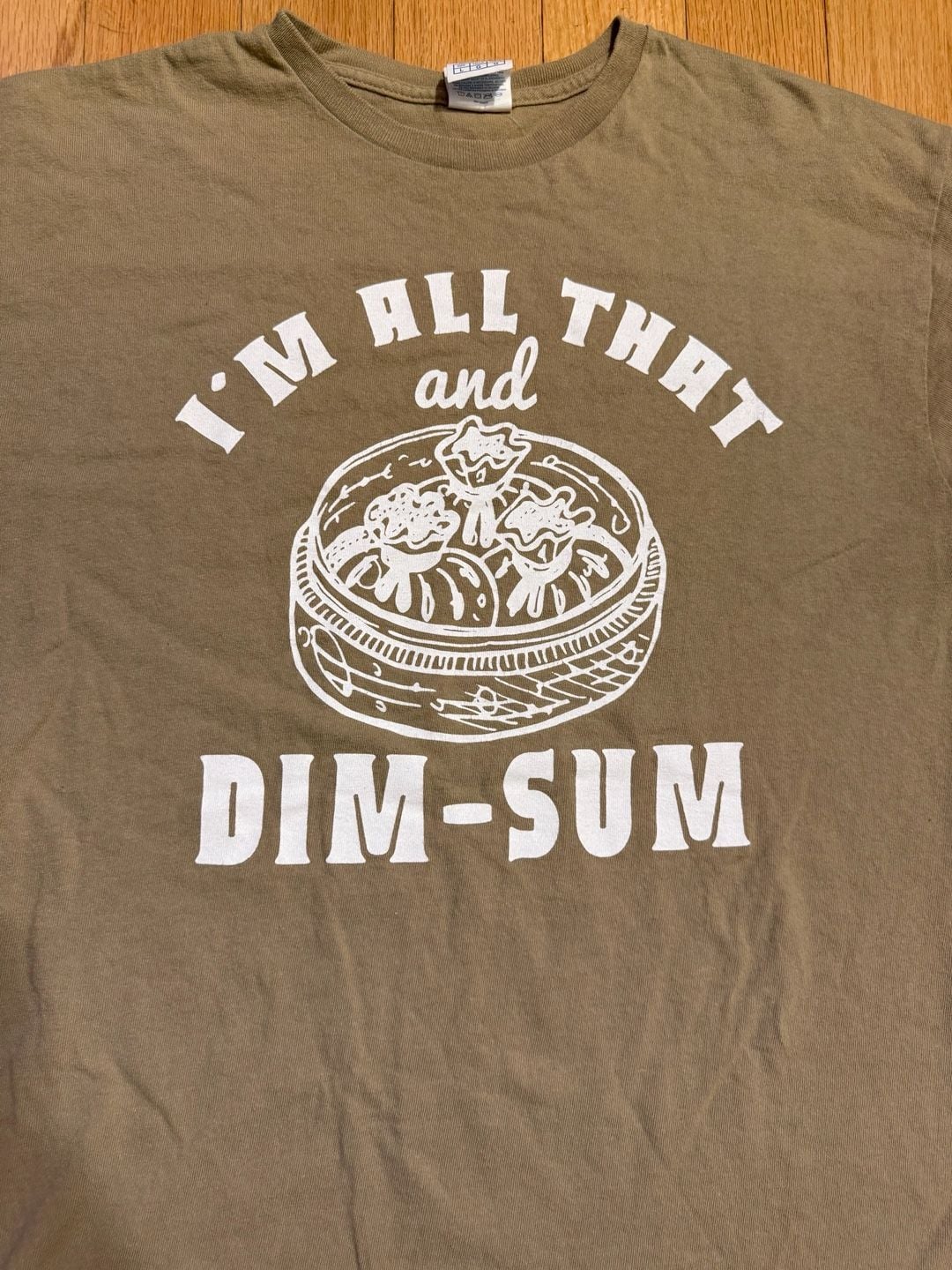 Delta Pro Weight  I'm All That And Dim Sum T-Shirt Tan Graphic Tee Size L 7