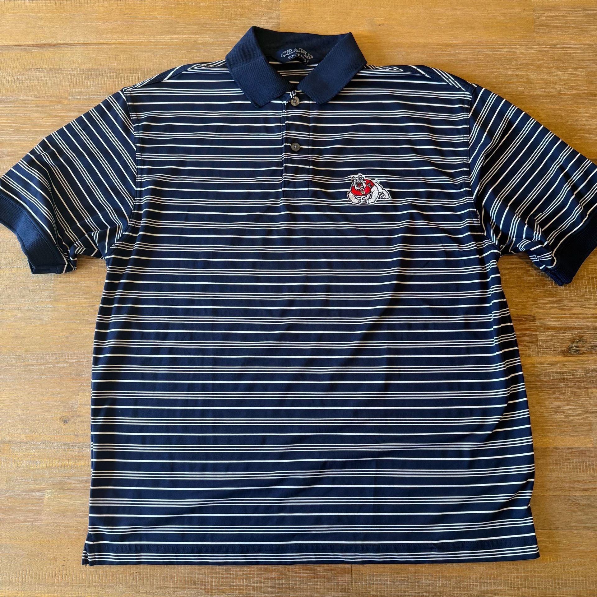 Georgia Bulldogs Polo Shirt Mens M Crable ZTEK Navy Blue White Striped NCAA UGA 2