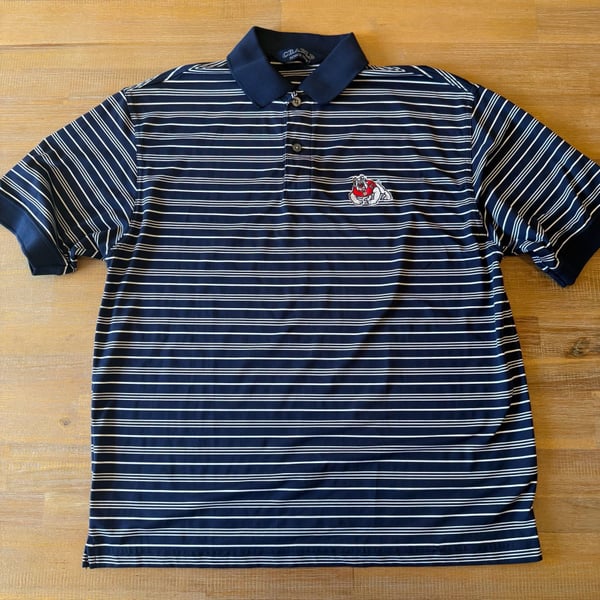 Georgia Bulldogs Polo Shirt Mens M Crable ZTEK Navy Blue White Striped NCAA UGA