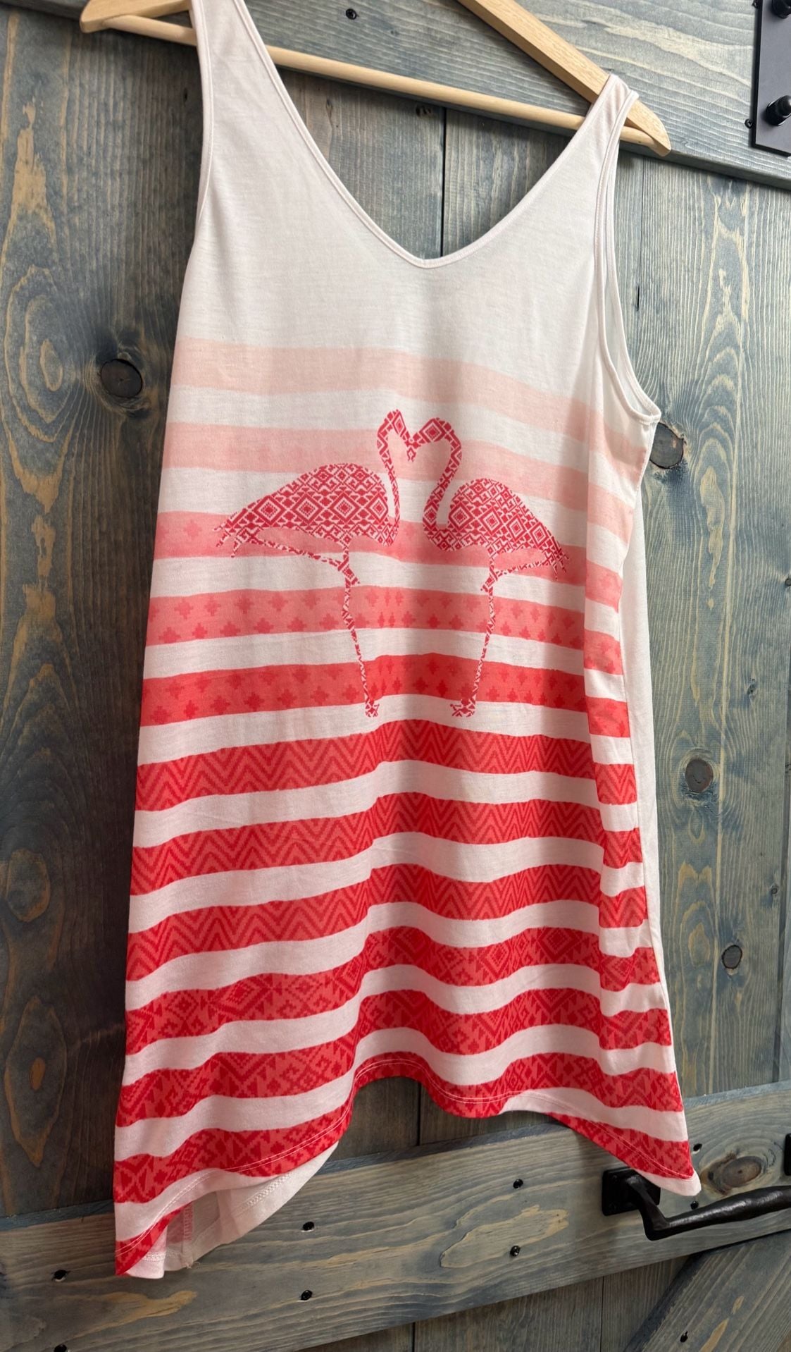 OP Ocean Pacific Tank Top Size XL/XG 15-17 Pink Flamingo Striped 3