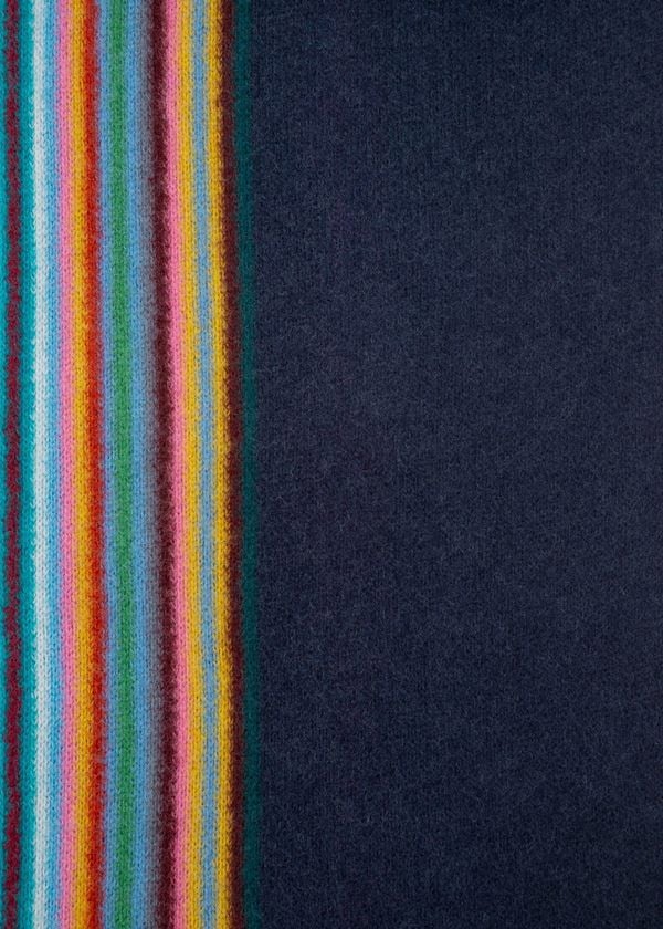 Paul Smith Multi Stripe Scarf Navy Blue Fringe 5