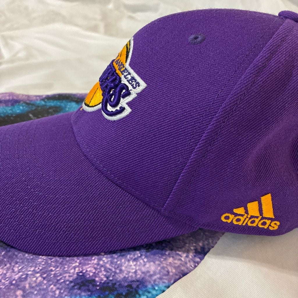 Adidas Los Angeles Lakers Hat Purple Strapback Adjustable 3