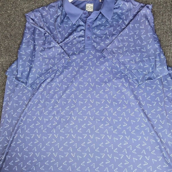 Callaway Golf Polo Shirt Size 3XLT Blue Chevron Print Short Sleeve