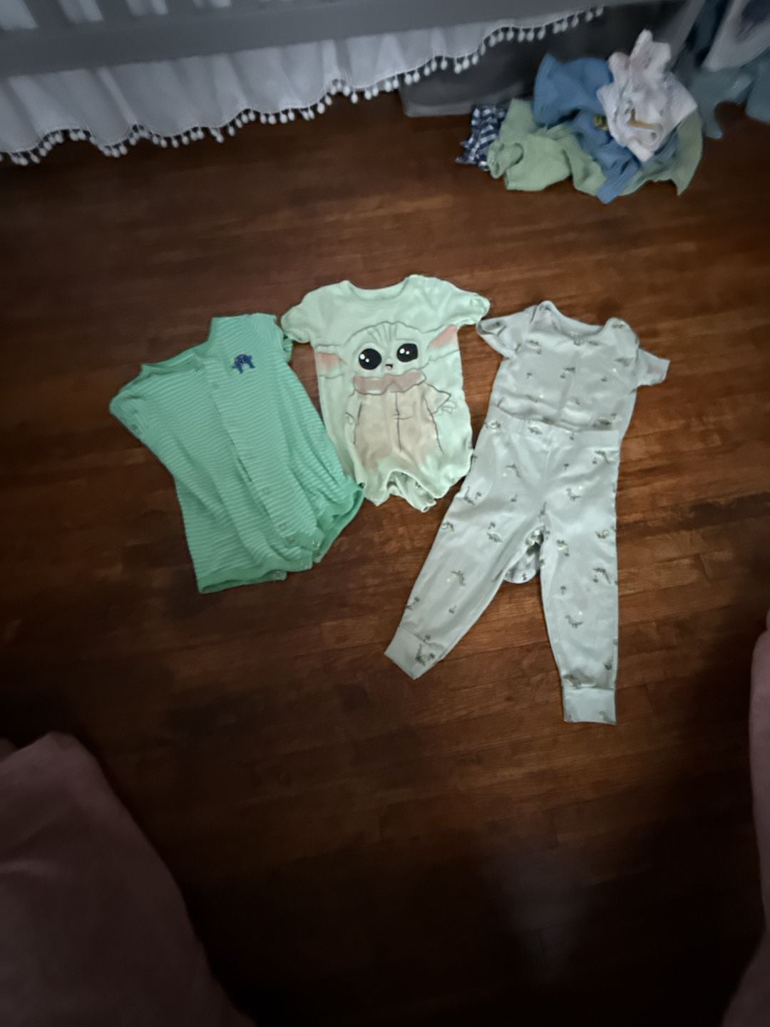 Baby Boys Green Rompers And Bodysuit Set 1