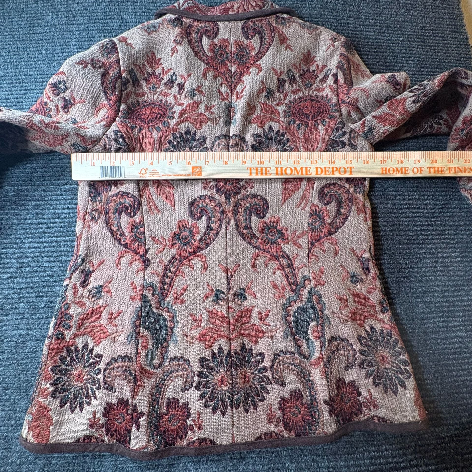 Kasper Floral Tapestry Blazer Size 6 Brown Red Paisley Brocade Jacket 13