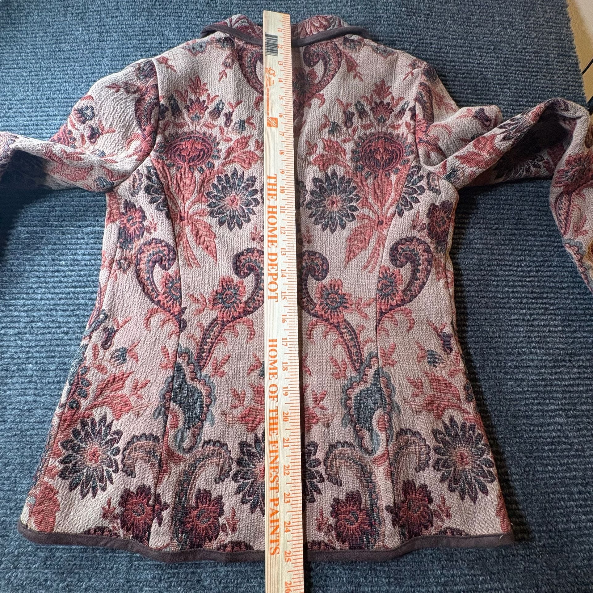 Kasper Floral Tapestry Blazer Size 6 Brown Red Paisley Brocade Jacket 15