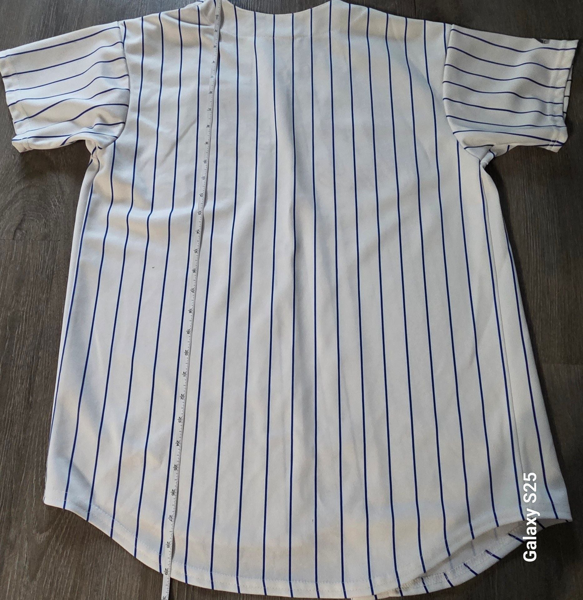 Majestic New York Mets Baseball Jersey Size XL Pinstripe White Blue 7