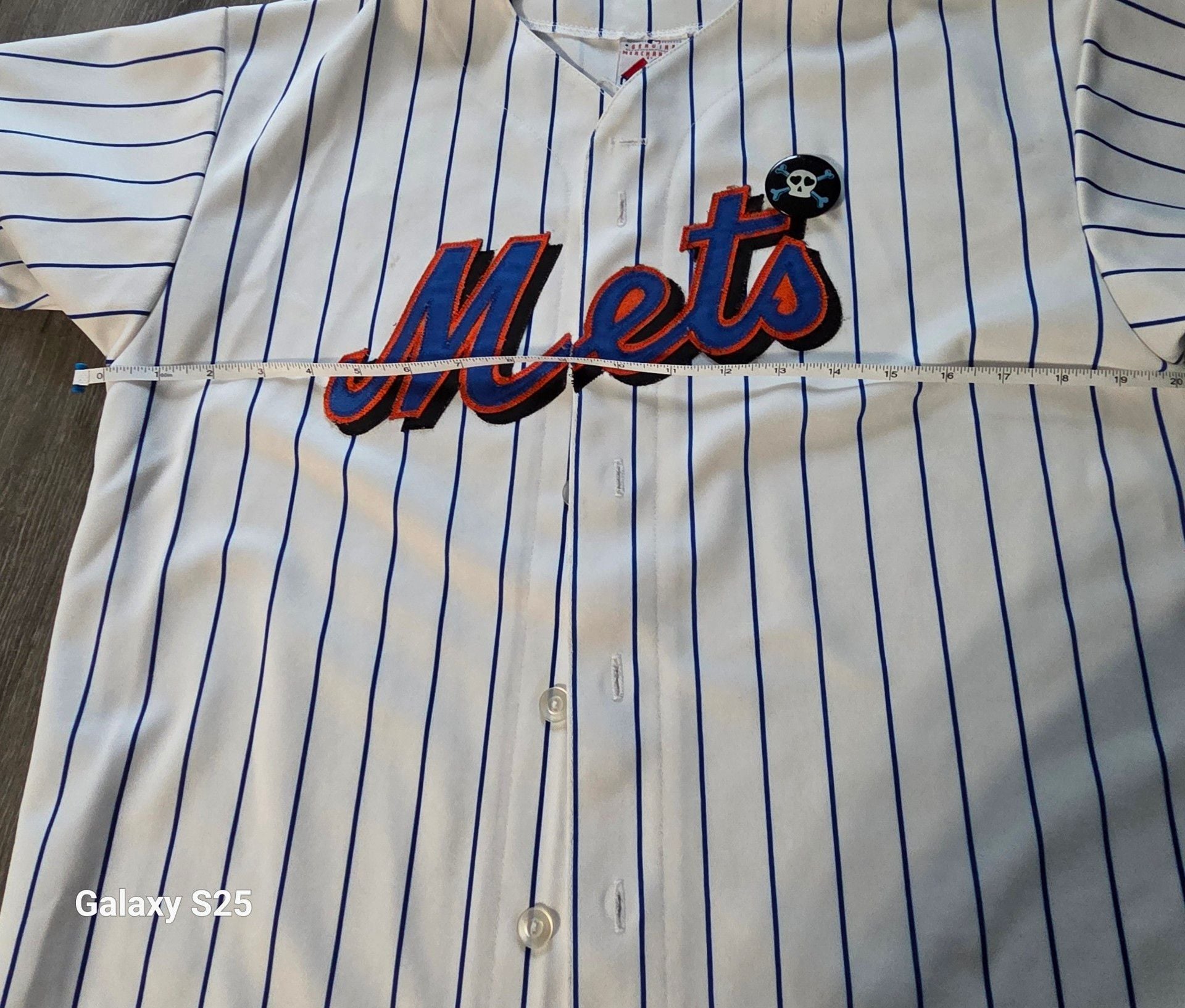 Majestic New York Mets Baseball Jersey Size XL Pinstripe White Blue 8