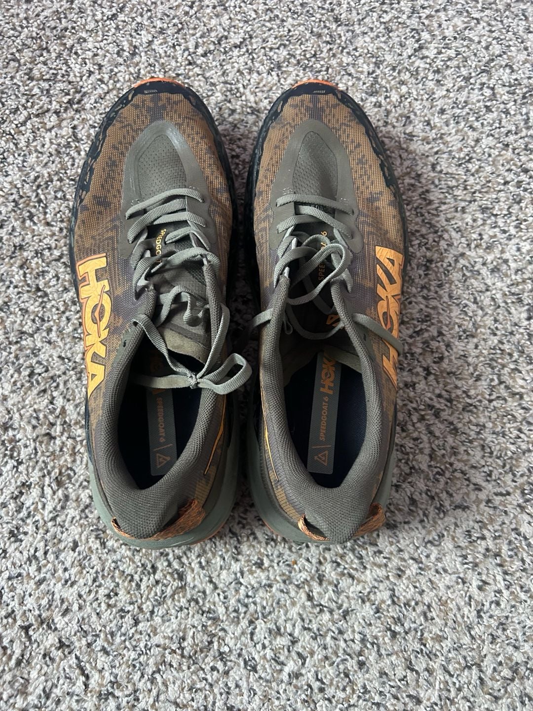Hoka Speedgoat Antique Olive Squash Trail Running Shoes 6