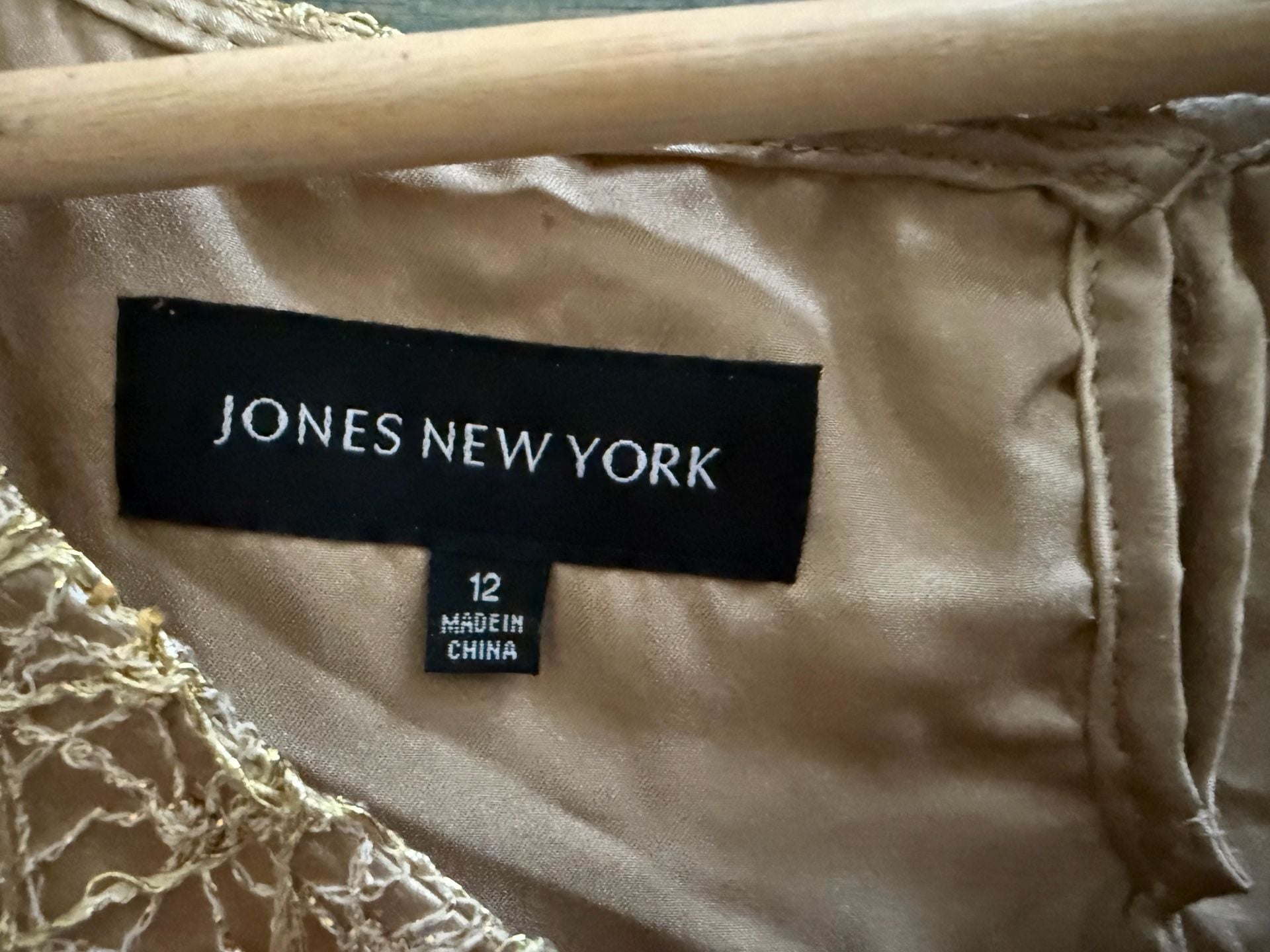 Jones New York Metallic Gold Sequined Open Weave Tank Top Size 12 2
