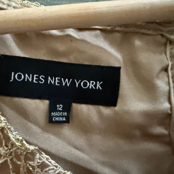 Jones New York Metallic Gold Sequined Open Weave Tank Top Size 12